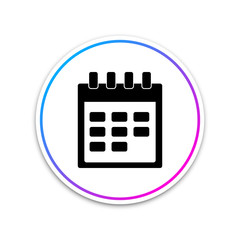 Calendar icon isolated on white background. Circle white button. Vector Illustration