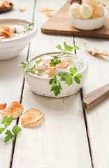 Topinambur Wintergemüse Suppe Tisch Brett