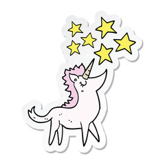 sticker of a cartoon unicorn