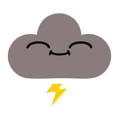 flat color retro cartoon storm cloud