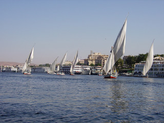 Egypte, felouques sur le Nil