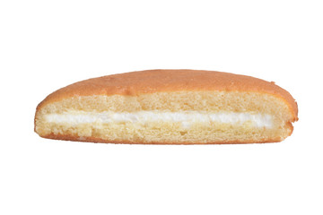  isolated slice sponge cake with vanilla cream filling