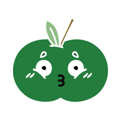 flat color retro cartoon juicy apple