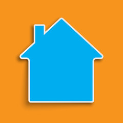 Blue paper House icon. Vector illustration