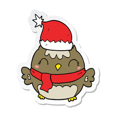 sticker of a cute christmas owl