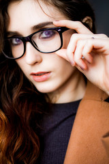 Fototapeta premium Beautiful Russian girl in glasses with diopters