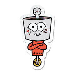 sticker of a happy cartoon robot