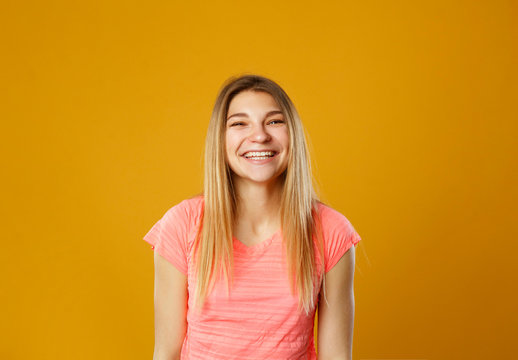 Beauty portrait of young adorable fresh looking blonde woman