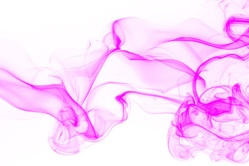 Movement of pink smoke abstract on white background