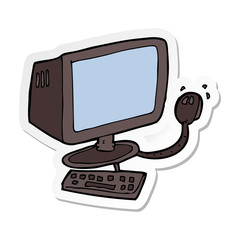 sticker of a cartoon computer