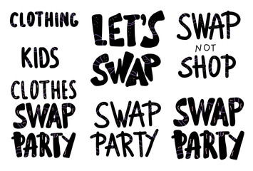 Swap hanwritten lettering set. Vector text. 