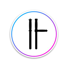 Police rubber baton icon isolated on white background. Rubber truncheon. Police Bat. Police equipment. Circle white button. Vector Illustration