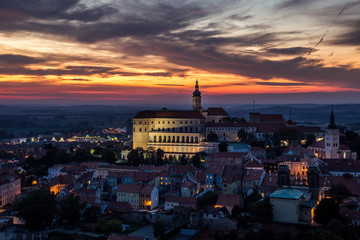 Beautiful view on city Mikulov in night after sunset