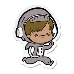Obraz premium sticker of a cartoon astronaut woman