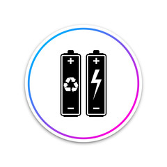 Battery with recycle symbol - renewable energy concept icon isolated on white background. Circle white button. Vector Illustration