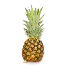 Fototapeta premium Pineapple whole isolated on white background. Creative tropical fruit concept. Flat lay, top view