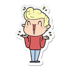 sticker of a cartoon excited man