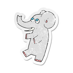 retro distressed sticker of a cartoon cute elephant