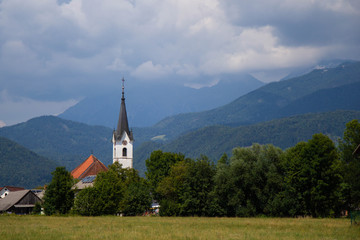 Fototapeta na wymiar View of small rural church in Slovenia
