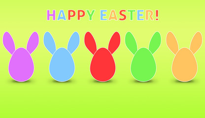 Happy Easter Eggs Text Background Illustration. Easter Illustration with Easter Text on green Background.
