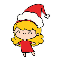 christmas cartoon of kawaii girl
