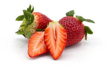 fresh strawberries isolated on white background