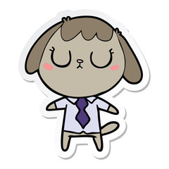 sticker of a cute cartoon dog wearing office shirt