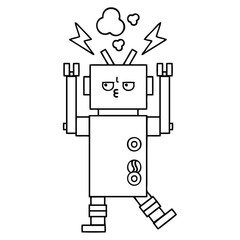 line drawing cartoon robot