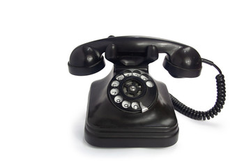 Old Telephone on White Background