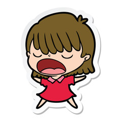 sticker of a cartoon woman talking loudly