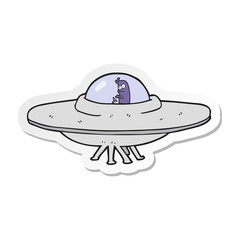 sticker of a cartoon flying saucer