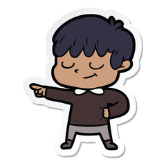 sticker of a cartoon happy boy