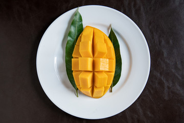 Mango slices , Thai fruits in summer 