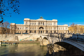 Fototapeta premium ROME / ITALY - DECEMBER 25, 2018: Historical building, statues and architecture details in Rome, Italy: The Supreme Court of Cassation