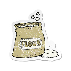 retro distressed sticker of a cartoon bag of flour