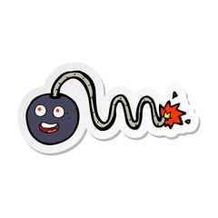sticker of a cartoon bomb with face