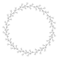 Doodle illustration. Hand drawn frame. Vintage set of doodle wreath. Great design for any purposes. Isolated vector. Hand drawn doodle. Vector floral design card. Sketch vector illustration.