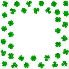 Vector background with detailed realistic three-leaf and four-leaf shamrocks. St. Patriсk's day design elements. Gradient mesh.