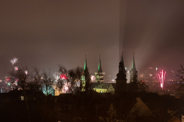 Fototapeta na wymiar Silvester über Bamberg