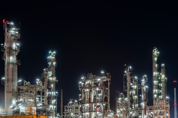 Fototapeta na wymiar Petrochemical Industrial. Oil refinery and Oil industry at night