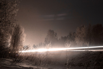 the highway in the winter forest