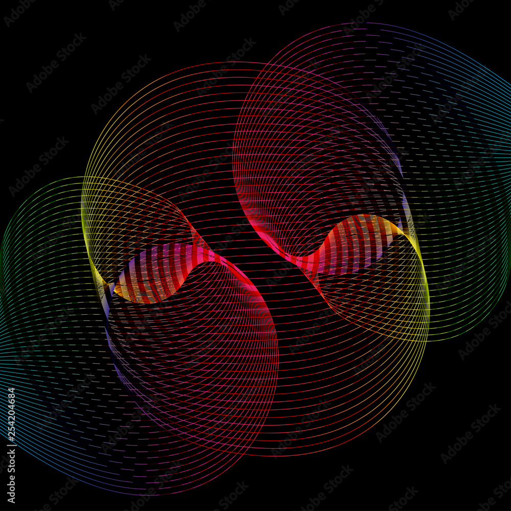 Aufkleber Background with abstract rainbow lines. Abstract template on colorful line backdrop. Decorative line backdrop. Design template. Vector isolated outline drawing. Vector contour drawing. Modern vector.