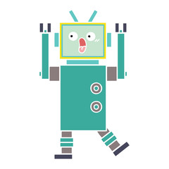 flat color retro cartoon robot