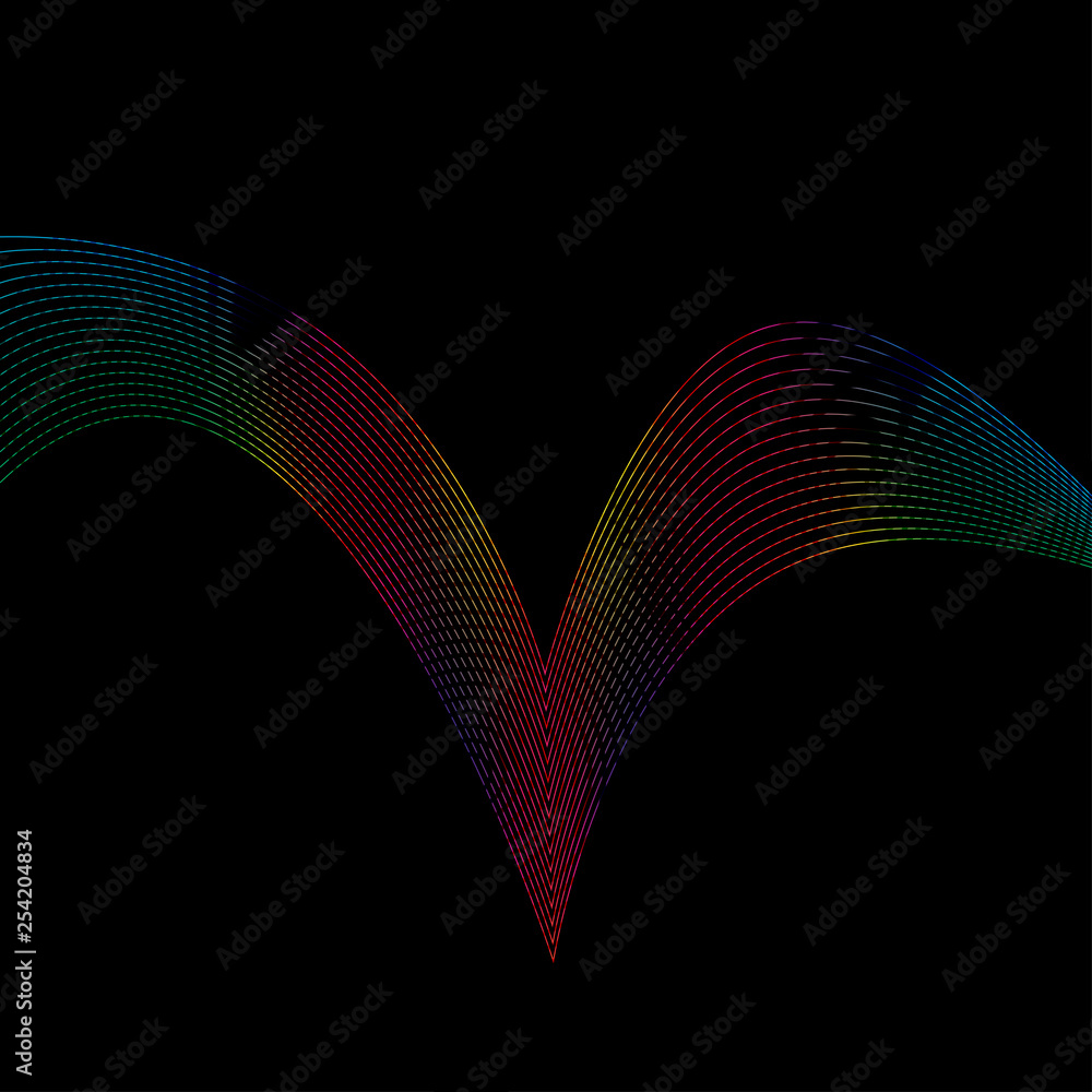 Aufkleber Background with abstract rainbow lines. Abstract template on colorful line backdrop. Decorative line backdrop. Design template. Vector isolated outline drawing. Vector contour drawing. Modern vector.