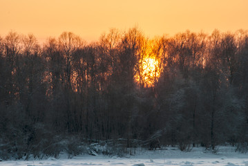 sunset over the lake