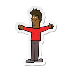 sticker of a cartoon happy man