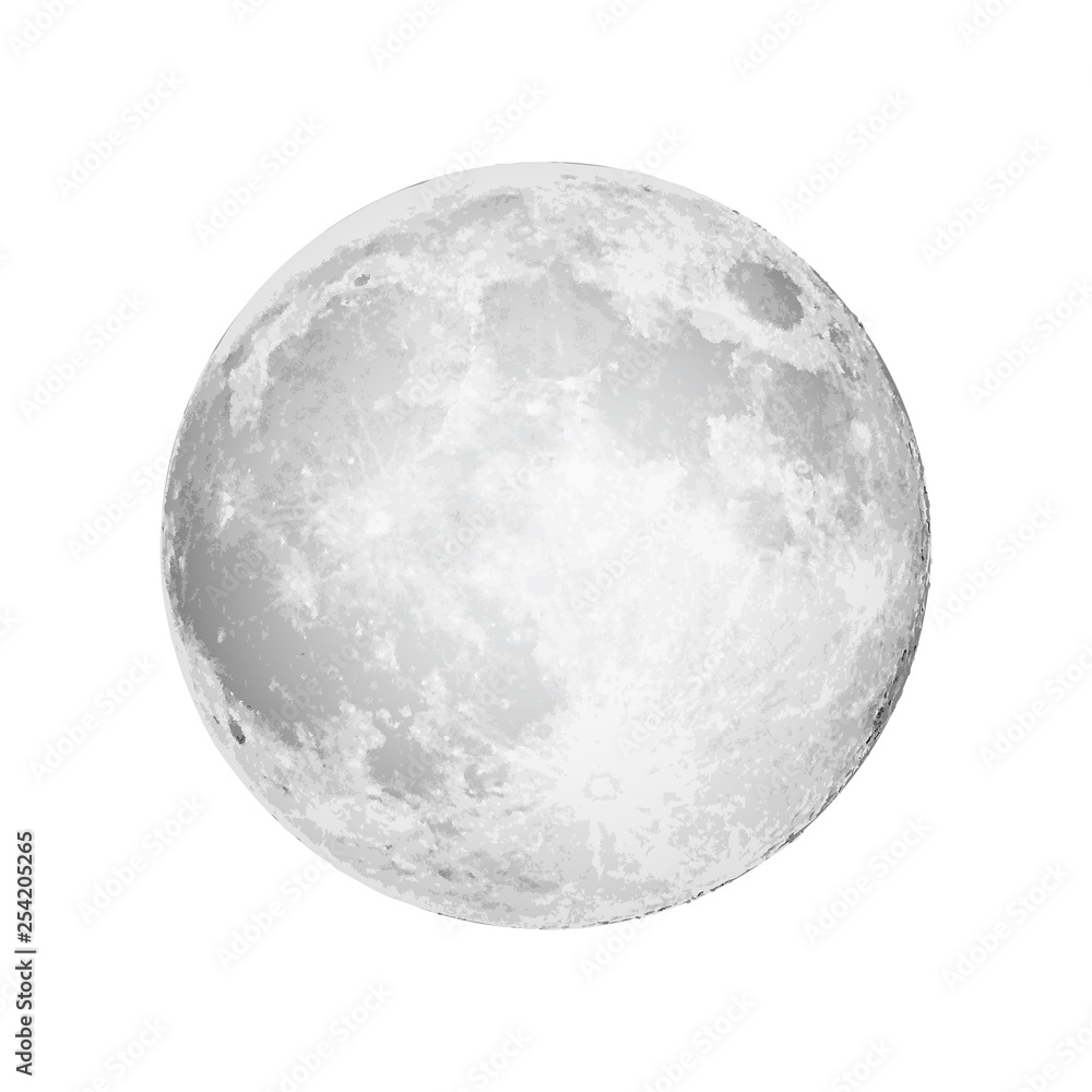 Wall mural realistic full moon. astrology or astronomy planet design. vector.