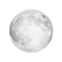 Realistic full moon. Astrology or astronomy planet design. Vector.