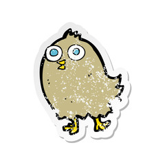 retro distressed sticker of a cartoon happy bird