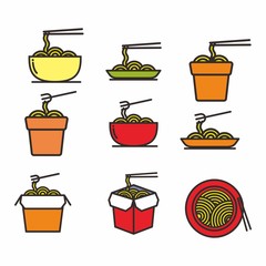 Set of noodle vector illustration isolated on white background